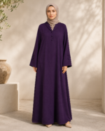 Royal Purple Tailored Collar Abaya - Image 3