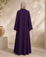 Royal Purple Tailored Collar Abaya - Image 2