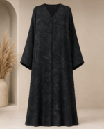 Charcoal Marble Print V-Neck Abaya - Image 2