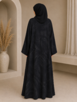 Charcoal Marble Print V-Neck Abaya - Image 3