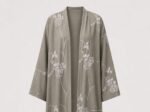Sage Green Botanical Embroidered Linen-Look Abaya - Image 3