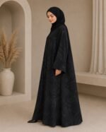 Charcoal Marble Print V-Neck Abaya